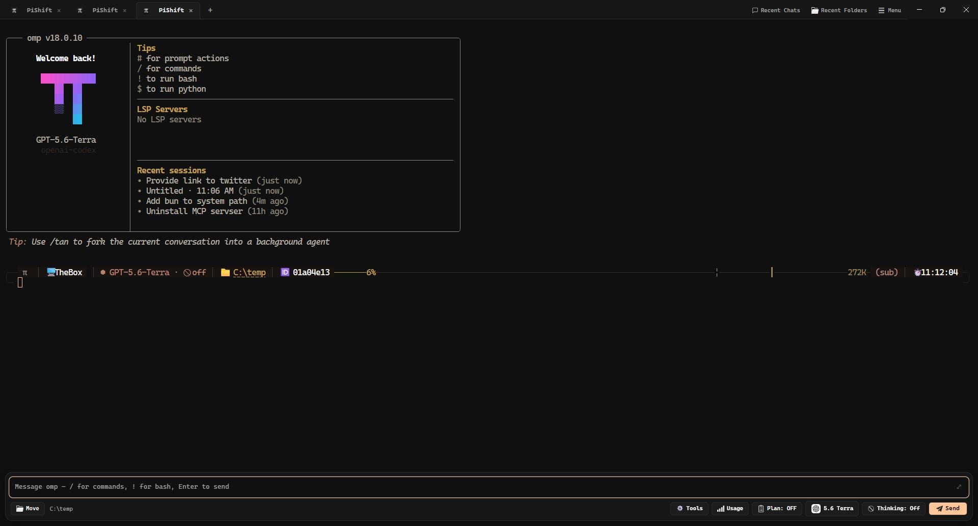 PiShift main window