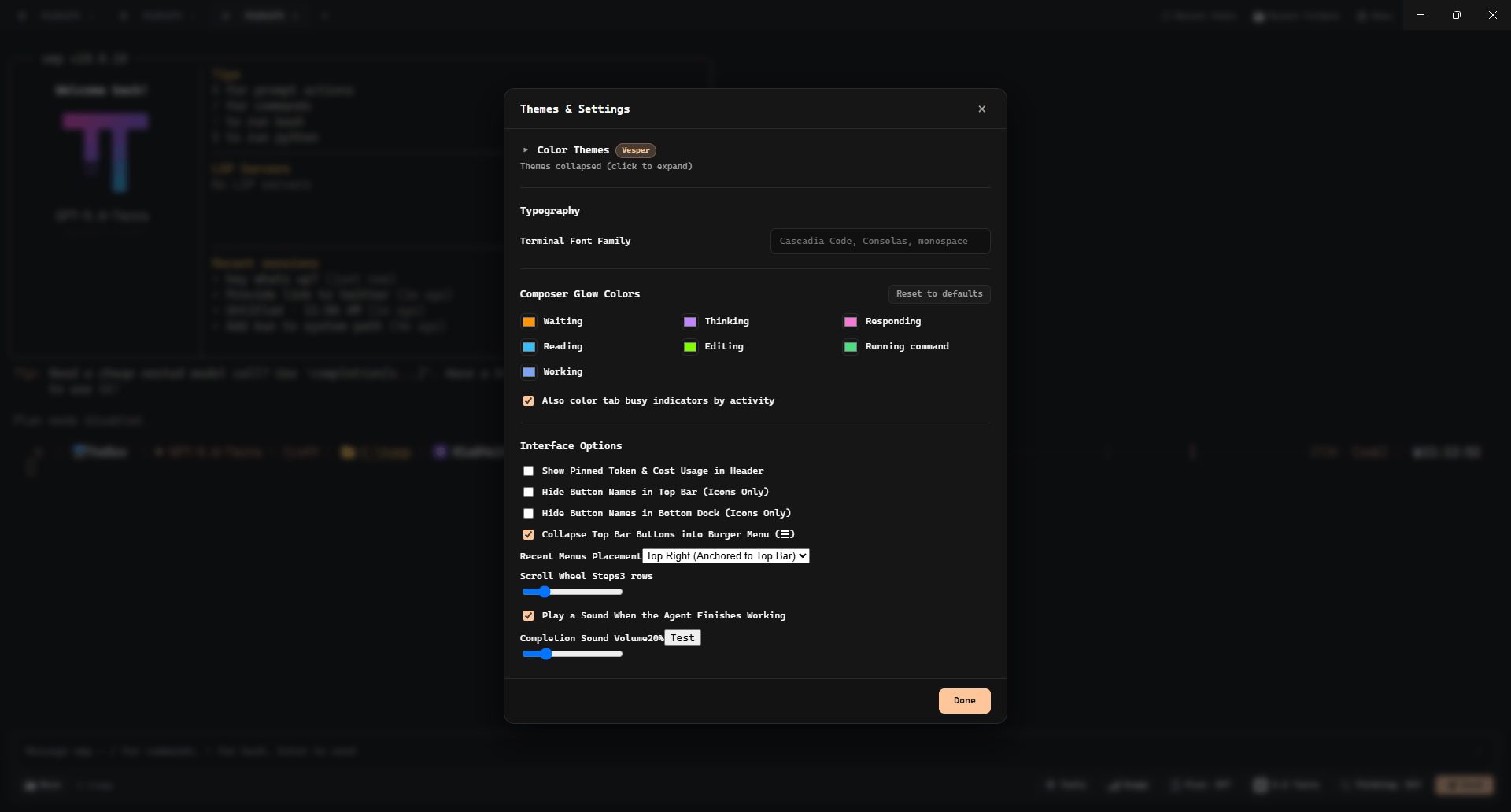 PiShift settings window